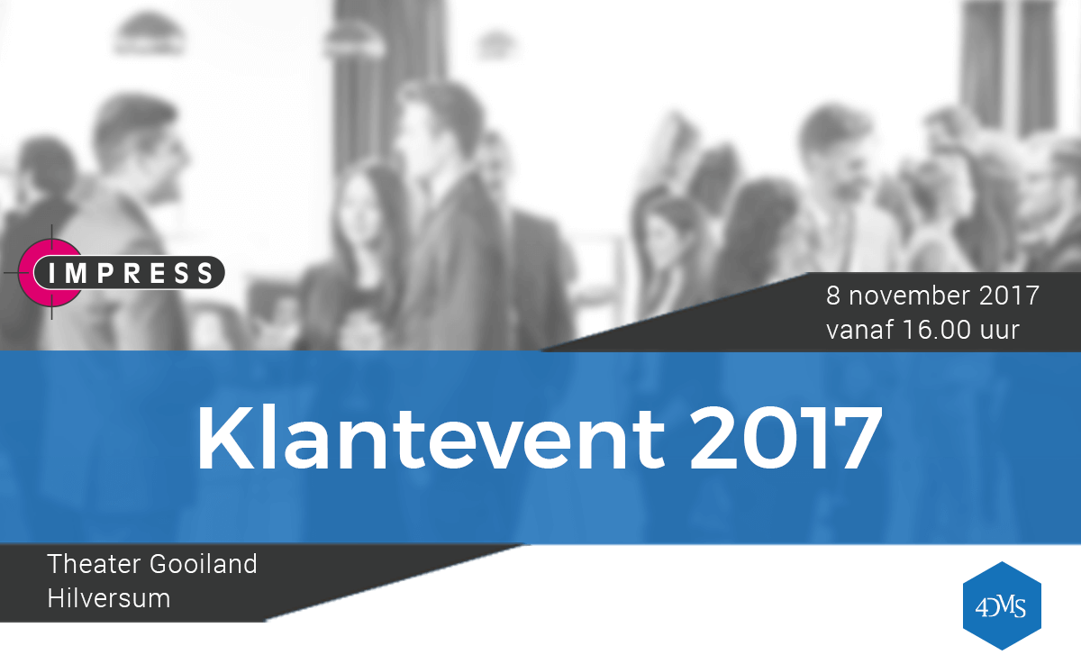 ImpressDM's tweet photo. Ben jij vanmiddag op het Impress-4DMS Klantevent? Aanmelden kan nog via https://t.co/CRyjudIeoq #klantevent https://t.co/IjrXgBeMy0