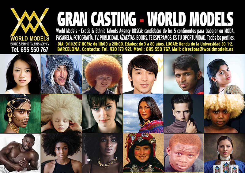 AFWBarcelona's tweet photo. Gran Casting WOLRD MODELS BARCELONA mañana día 9/11 . Te lo vas a perder? #casting #barcelona #modelos #pasarela #catwalk #etnicmodels https://t.co/quZghi7yvu