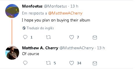 MonbebeBrasil_'s tweet photo. Nosso membro honorário @MatthewACherry adorou comeback!!
Thank You Matthew for all your support and interest on @OfficialMonstaX
#MX_DRAMARAMA #Monsta_X #Combeack https://t.co/LrSyItYNhP