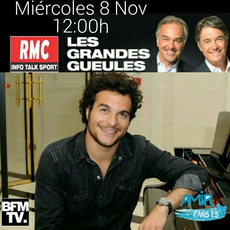 AmirFansES's tweet photo. En unos minutos @Amir_Off estará en el programa @GG_RMC de #RMCTV #GGRMC https://t.co/3KtHKXMjte