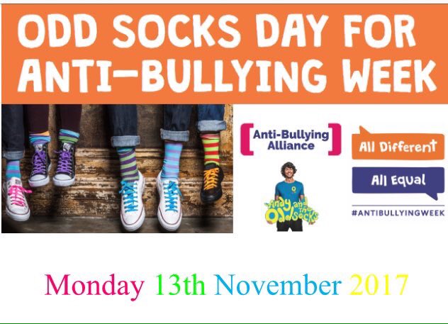 SGSHouseEnrich's tweet photo. We appreciate individuality and uniqueness! Wear your odd socks on Monday 13th November to raise awareness for #AntiBullyingWeek @Stockgrn https://t.co/DuRqfuRnwG