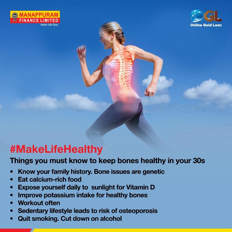 ManappuramMAFIL's tweet photo. Check out these tips to have healthy bones post 30. It’s never too late to start caring.
#ManappuramFinance #MakeLifeHealthy https://t.co/d7DI81pNsv