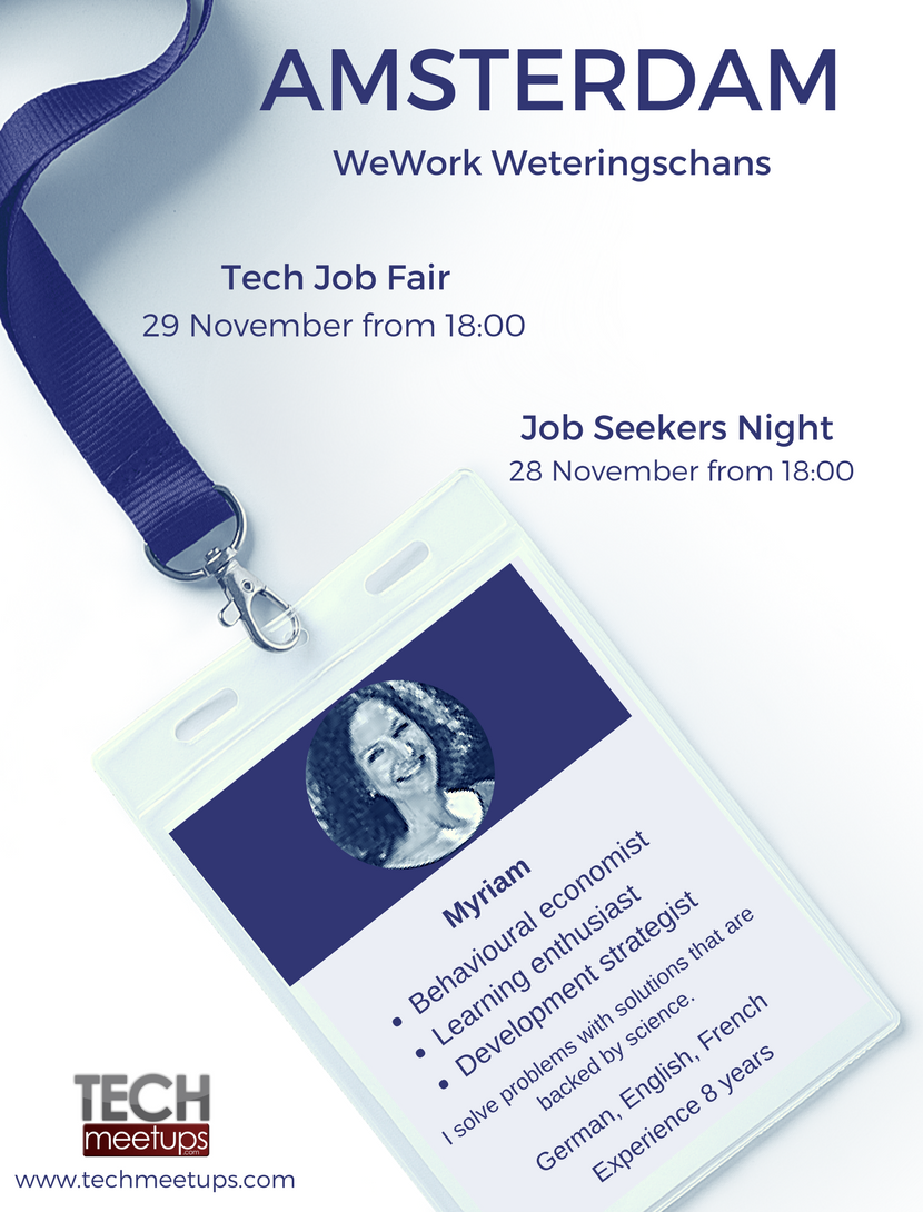 ViennaTechMeet's tweet photo. So, where do you go to search for excellent employees? Meet and connect with Myriam at Amsterdam Tech Job Fair https://t.co/rgwIuBkI2d https://t.co/DX7nbpBb1q