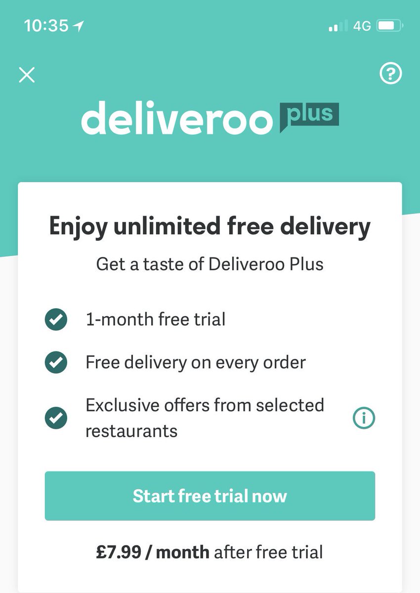 joe_mc_d's tweet photo. Very interesting development from #Deliveroo . It might encourage to me use them again #DeliverooPlus https://t.co/zKwneeYO5g