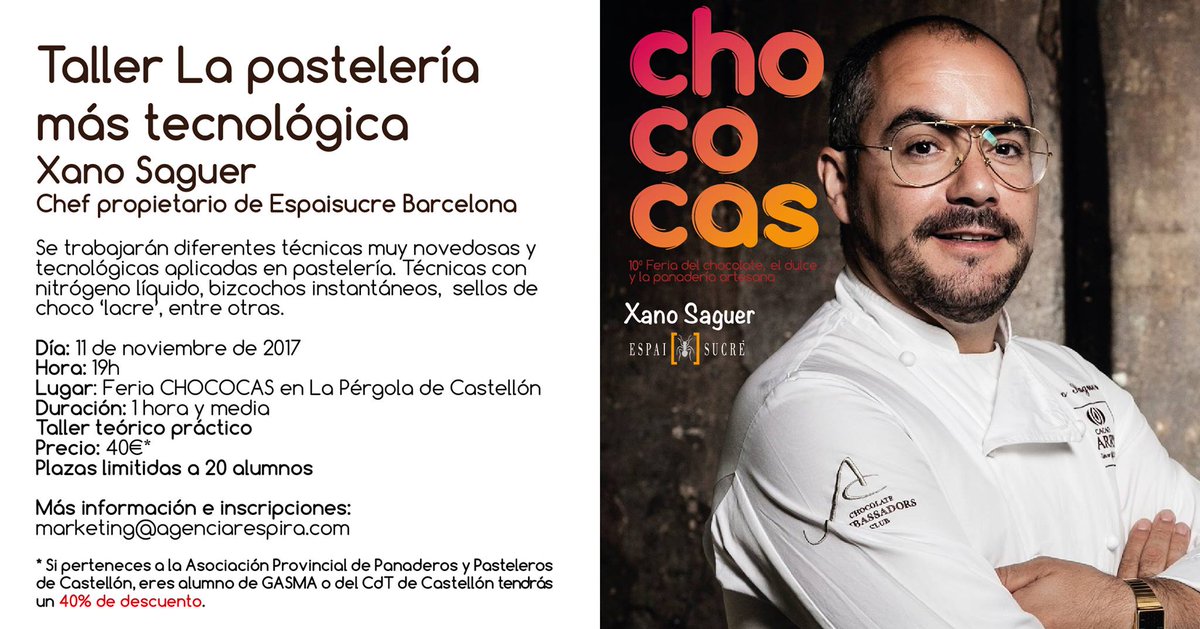 agenciarespira's tweet photo. ¡Trabaja con las técnicas y recetas pasteleras más tecnológicas de la mano de @xanosaguer @ESPAISUCRE
marketing@agenciarespira.com
#chococas https://t.co/oIS9G1SPKV