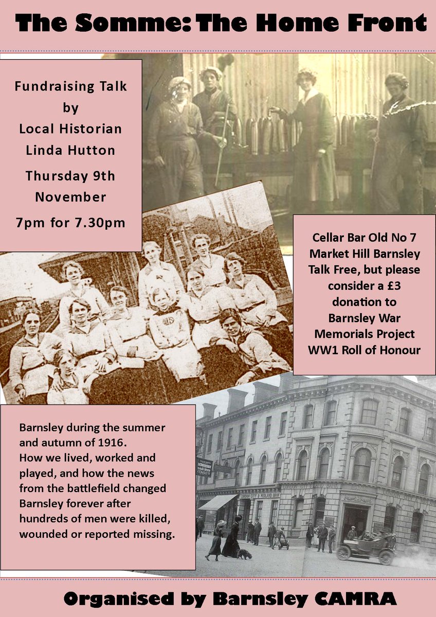 🍺 Barnsley CAMRA (@barnsleycamra) on Twitter photo Tomorrow from 7.30pm <a href="/OldNo7Barnsley/">Old No7 Barnsley</a> Fundraising talk for <a href="/BnslyWarMems/">Barnsley War Memorials Project</a> by Local Historian <a href="/HuttonCroft/">Linda Hutton</a> - The Somme:The Home Front #barnsleyisbrill <a href="/AcornBrewery/">Acorn Brewery</a> Tomorrow from 7.30pm <a href="/OldNo7Barnsley/">Old No7 Barnsley</a> Fundraising talk for <a href="/BnslyWarMems/">Barnsley War Memorials Project</a> by Local Historian <a href="/HuttonCroft/">Linda Hutton</a> - The Somme:The Home Front #barnsleyisbrill <a href="/AcornBrewery/">Acorn Brewery</a>