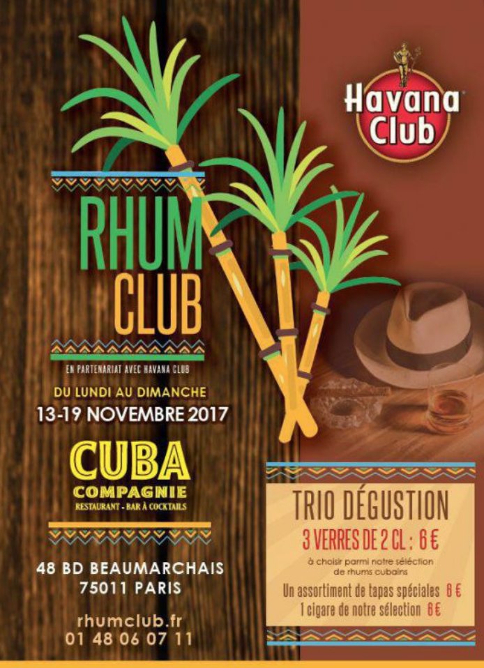 RestoVisio's tweet photo. Du 13 au 19 Novembre, #Festival #Rhum Club au #restaurant #CubaCompagnie !
> Infos : https://t.co/8gRkglIgUk
#Paris11 https://t.co/laRHqDn1w6