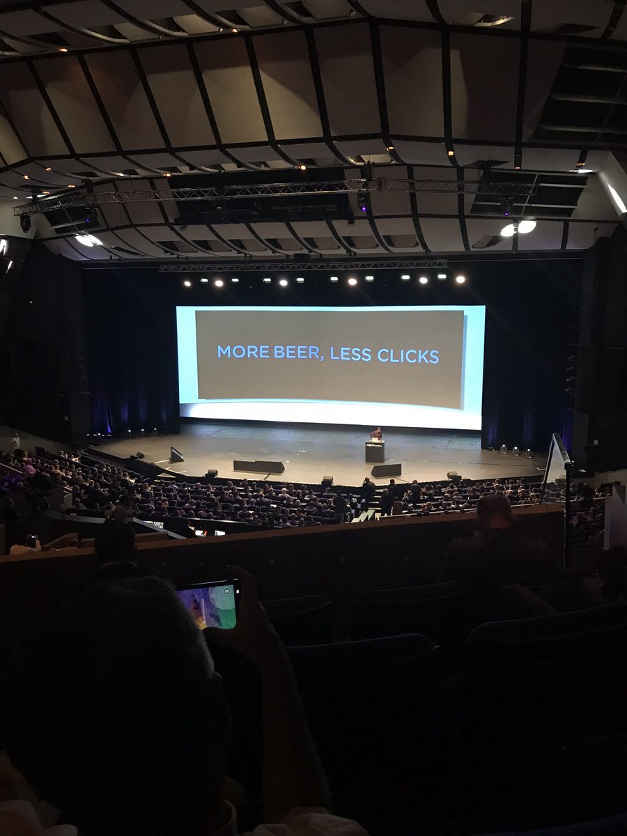charumadan's tweet photo. Who does not like more beers and less clicks? @sunilpotti #NEXTConf @nutanix https://t.co/QuGoadJD5E