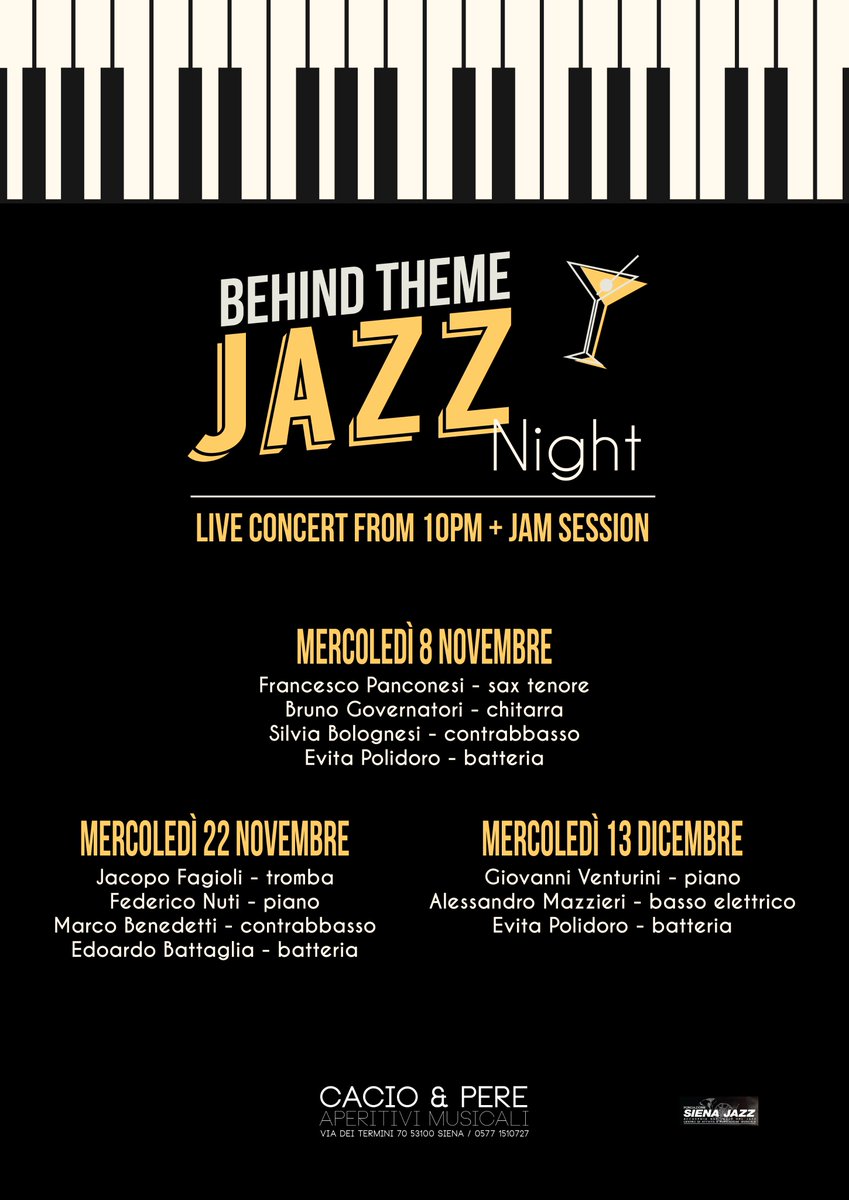 "Behind Theme - Autumn Edition 🍁🍂 ", la rassegna di incontri dedicati alla musica jazz con musicisti provenienti da tutta Italia pronti a salire sul palco e far esplodere delle vere e proprie Jam Session! 🎶