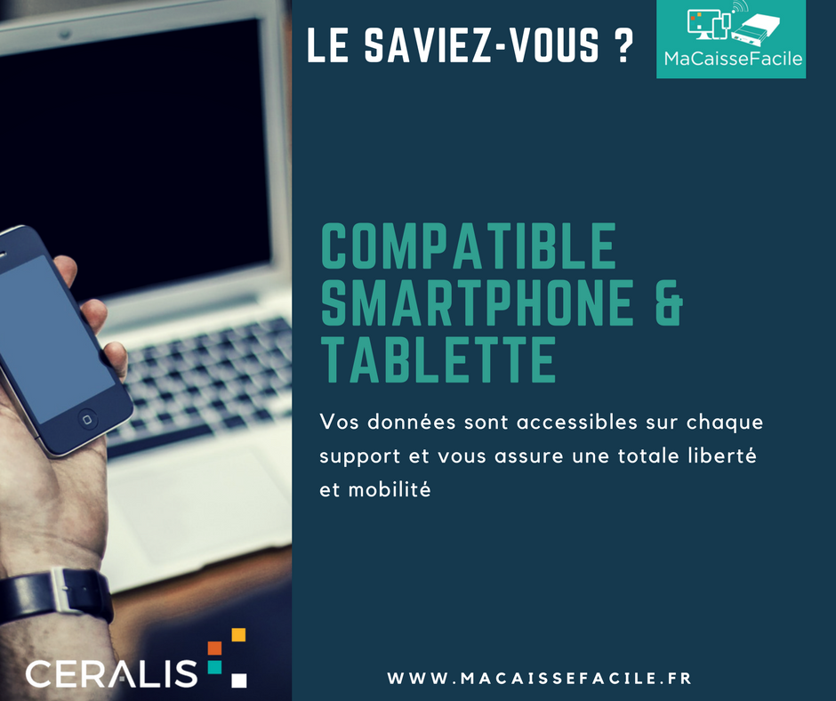 ceralis_digital's tweet photo. 🔷 Le saviez-vous ? #Macaissefacile est compatible #smartphone 📱 &amp; #tablette ! #LogicielCaisse #CaisseEnregistreuse https://t.co/xUjkkPriYf https://t.co/CDkPCNahoB