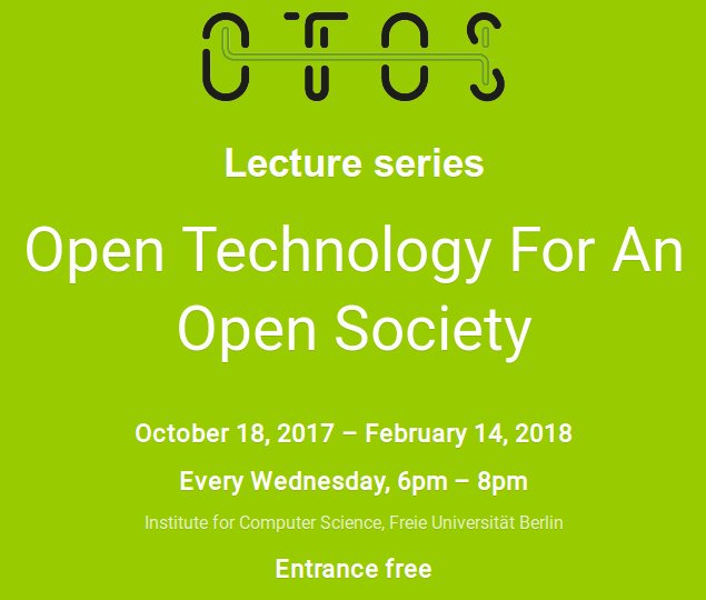 WikimediaDE's tweet photo. Um 18 Uhr geht's heute weiter mit der Ringvorlesung #ot4os an der @FU_Berlin. Heute mit @z_edian zum Thema #OpenSource-Verschlüsselung und staatliche #Überwachung. Eintritt ist frei. https://t.co/UZXWPfcttL ^ds https://t.co/JHotE1Fci0