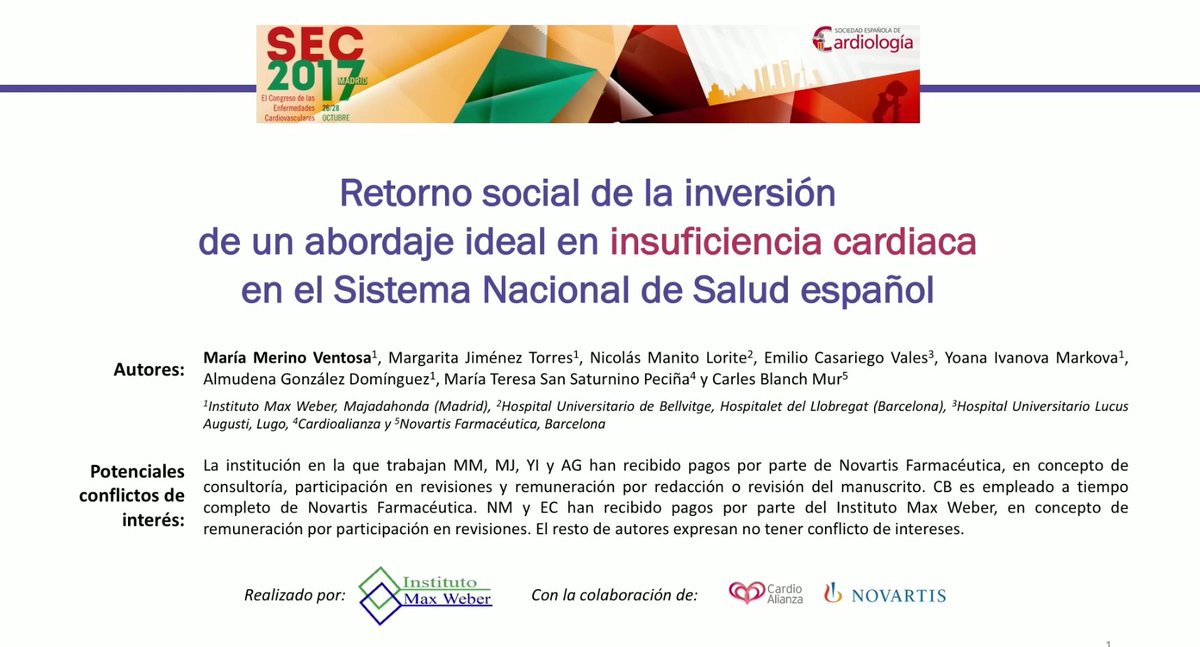 fundacionweber's tweet photo. Presentación de Maria Merino @fundacionweber en el #SEC2017 sobre el proyecto #SROI en Insuficiencia Cardiaca elaborado junto a la @aedv_es y @Novartis. https://t.co/9qtxg3lbes https://t.co/06waS1QZTa
