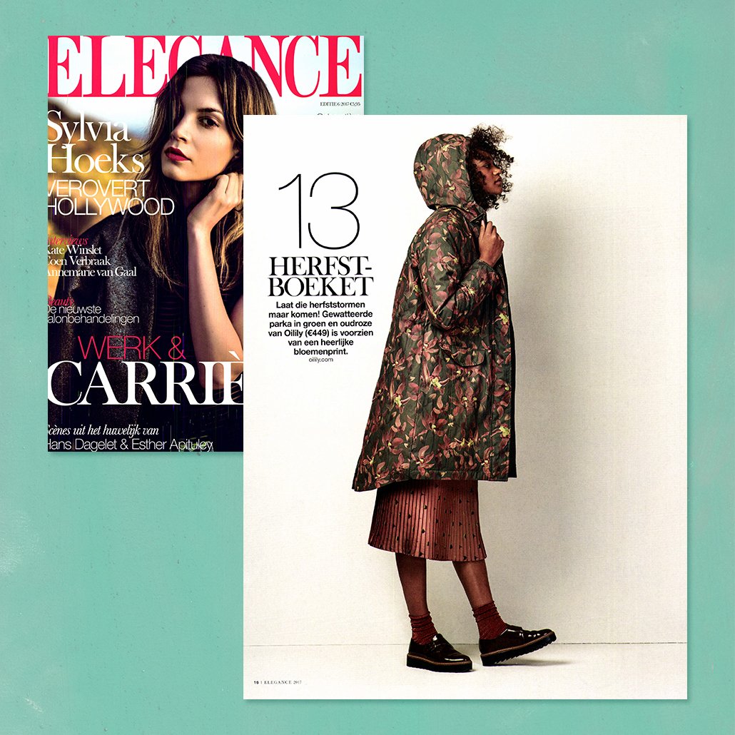 See our fall-weather-proof Ciel parka shine together with skirt Saima in the latest issue of <a href="/EleganceEditor/">Elegance</a>. #oilily #proud