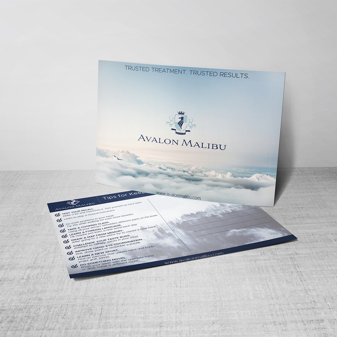 BrandmasterTeam's tweet image. Postcard for Avalon Malibu, mental health and addiction treatment center. 
#brandmaster #flyer #artist #digitalart