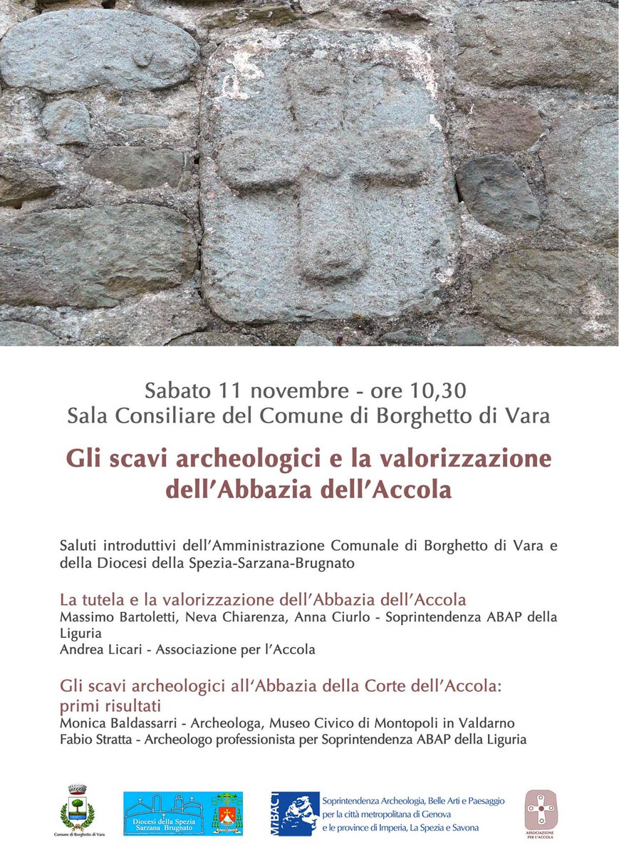 sabaplig's tweet photo. Sabato 11 novembre alle ore 10:30 🗣️

Gli scavi archeologici e la valorizzazione dell'Abbazia dell'Accola (evento organizzato in collaborazione con il Comune di Borghetto di Vara, la Diocesi della Spezia-Sarzana-Brugnato, Associazione per l'Accola) #archeologia https://t.co/sGsPBCieOJ