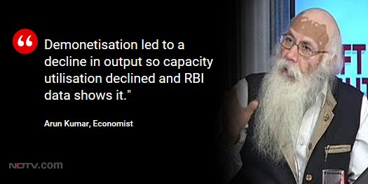 ndtv's tweet image. #DemonetisationAnniversary | #Notesban: A hit or a miss? Arun Kumar on @LRC_NDTV