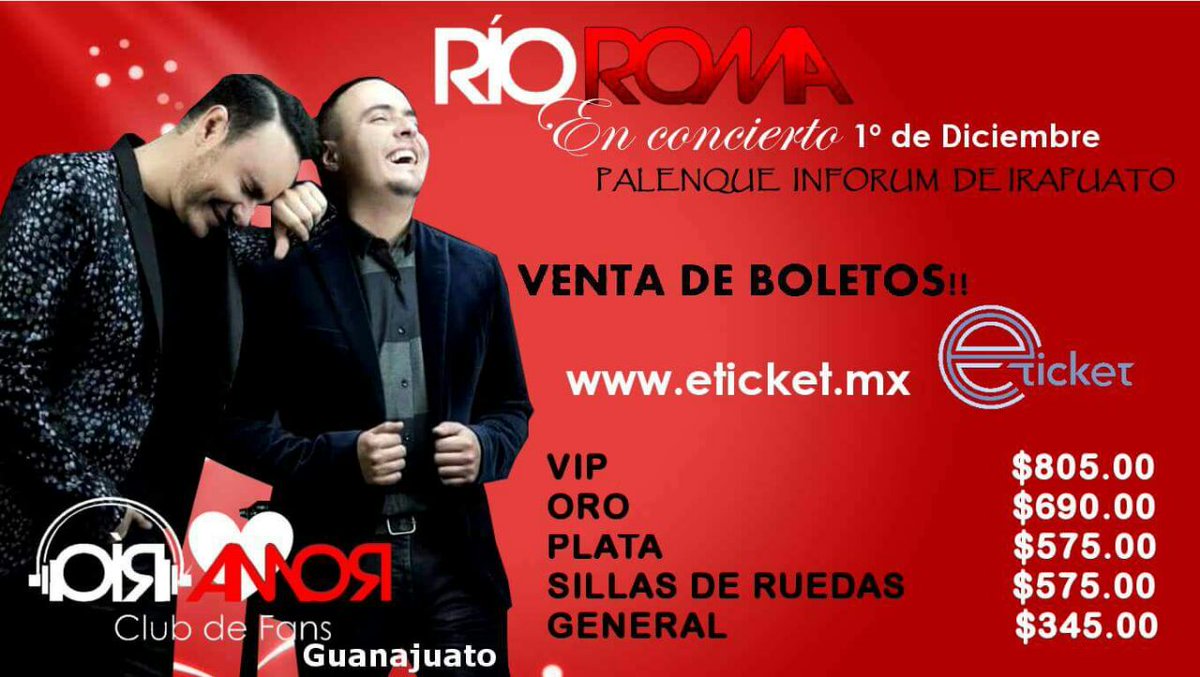 OirAmorGto's tweet photo. Ya tienes tus boletos para @RioRomamx este 1ro de Diciembre en el Palenque Inforum Irapuato?
No te quedes sin el tuyo 
Entra aquí https://t.co/GxwByQZDw2 https://t.co/c2EEDaAY2L