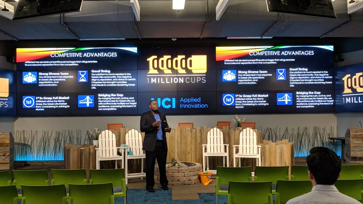 mystartup_live's tweet photo. Affiliated CEO @battle_armon44 presenting at @1MillionCupsIRV  #1MCIRV Changing the way Greek life interacts locally and nationally. Armon will be a guest on our show this Friday at 4pm PST! https://t.co/YmaH3YotGj