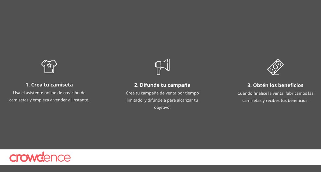 Financia tu proyecto solidario o artístico con un crowdfunding camisetil en ❤️👕 <a href="/crowdence/">Crowdence</a> ➡️ bit.ly/2hmdUPN #camisetas #crowdfunding