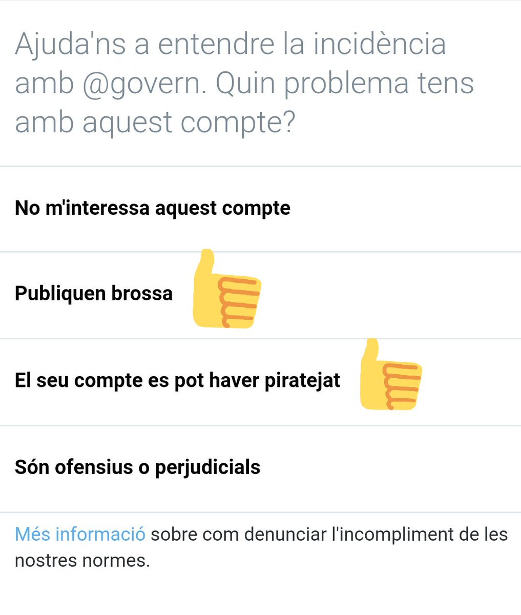 O_Roig's tweet photo. El compte @govern és el compte intervingut dirigit des de Madrid, i per tant és una puta merda. Toca seguir @catalan_gov. I de pas podeu denunciar la merda aquesta espanyola. https://t.co/7CLvFgV2yH