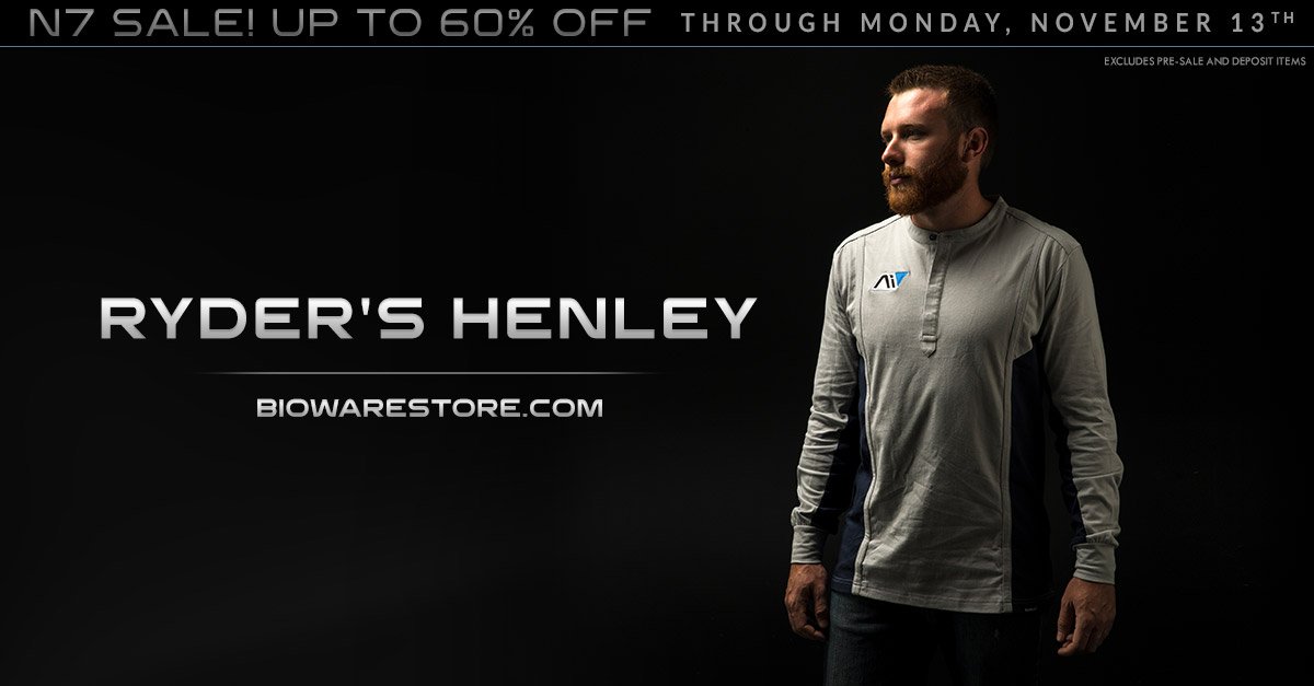 Ryder's Henley now available at the #BioWare Store! #MassEffectAndromeda biowarestore.com/ryders-henley