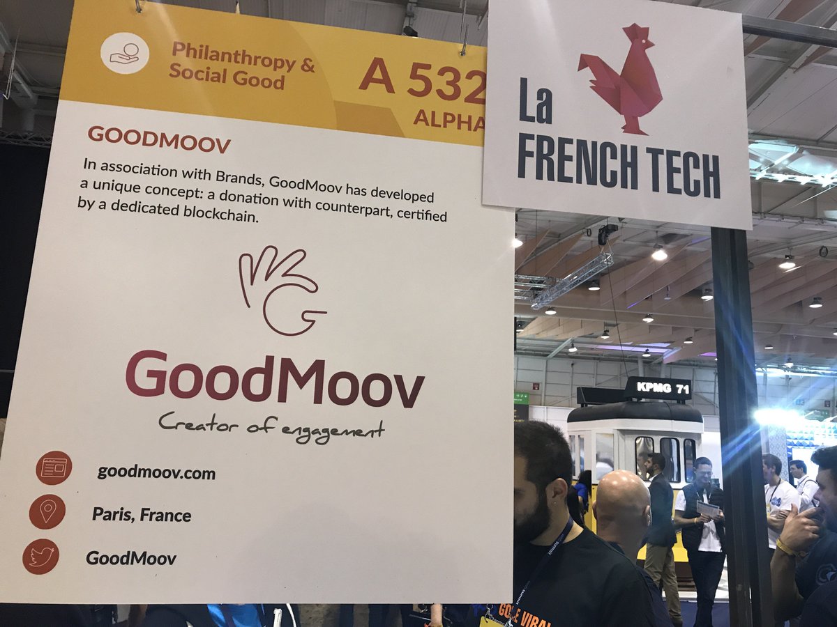 GoodMoov's tweet photo. How #blockchain can power up #socialgood ? Come and visit us today on stand A532 hall 2 #websummit @LaFrenchTech @businessfrance @frenchweb https://t.co/2VOSVTg7iu