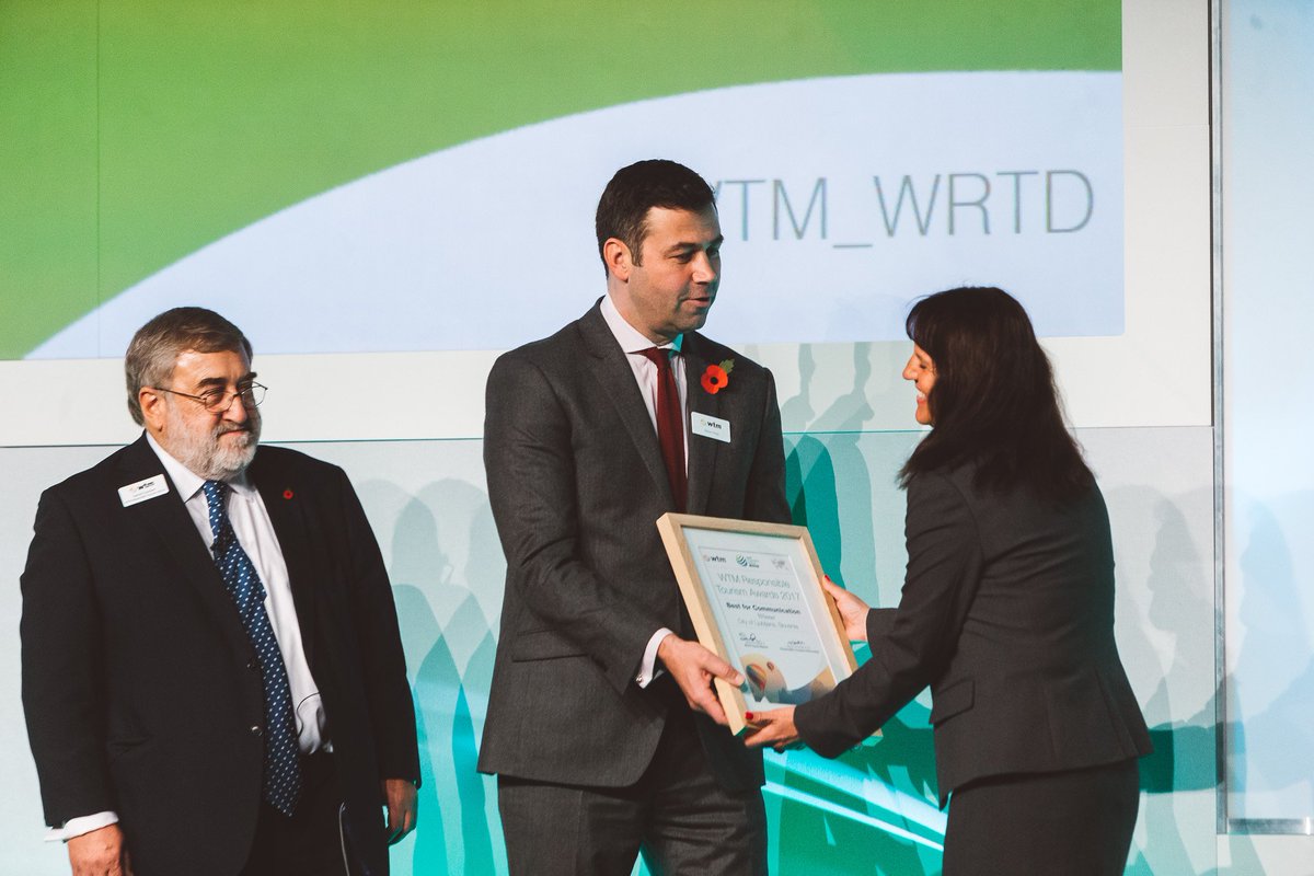 tourism_slo's tweet photo. Ljubljana has won the category 'Best for Communications' at WTM Responsible Tourism Award #prize #ceremony @WTM_WRTD at @WTM_London #WTMLDN 👏 💚@visitljubljana #ifeelsLOVEnia https://t.co/82mogcYxup