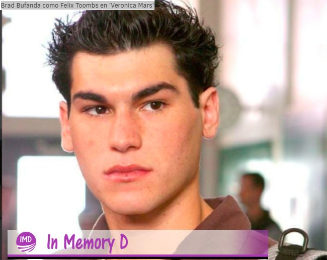 inmemoryd's tweet image. #noticias El actor de Veronica Mars, Brad Bufanda, se suicida
inmemoryd.com/noticia/actor-…
#veronicamars