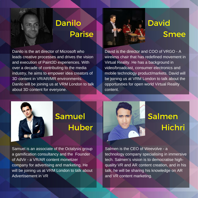 weevolvehq's tweet photo. @daniloparise_ from @Microsoft, @DavidJSmee from @vrgochair and @SamHuber from AdViR will be joining @salmenus from @weevolvehq to talk about #VR &amp; #AR #industry #trends and #future #developments at VRM London tomorrow from 6 pm onwards at @DigiCatapult. https://t.co/OUOHcXpI3e