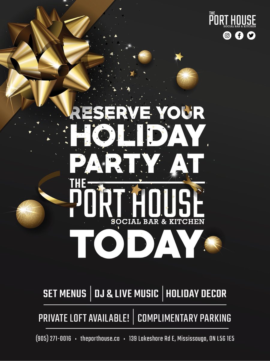 Reserve Your #Holiday Party at #ThePortHouse - Private Loft Available - Complimentary #Parking - bit.ly/2x6lSl4 #ChristmasIsComing #christmasgifts #PortCredit #Mississauga #lakeshore #Ontario