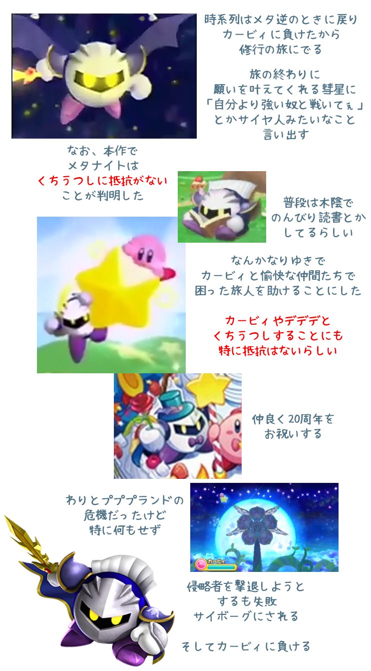 ねいろん和らぎしまぐらし Ar Twitter メタナイトがいつから平和ボケのイメージがついてしまったのか せっかくだから さらっとメインシリーズの メタナイトを振り返る ねいろん和らぎしまぐらし Ar Twitter メタナイトがいつから平和ボケのイメージがついてしまったのか せっかくだから さらっとメインシリーズの メタナイトを振り返る