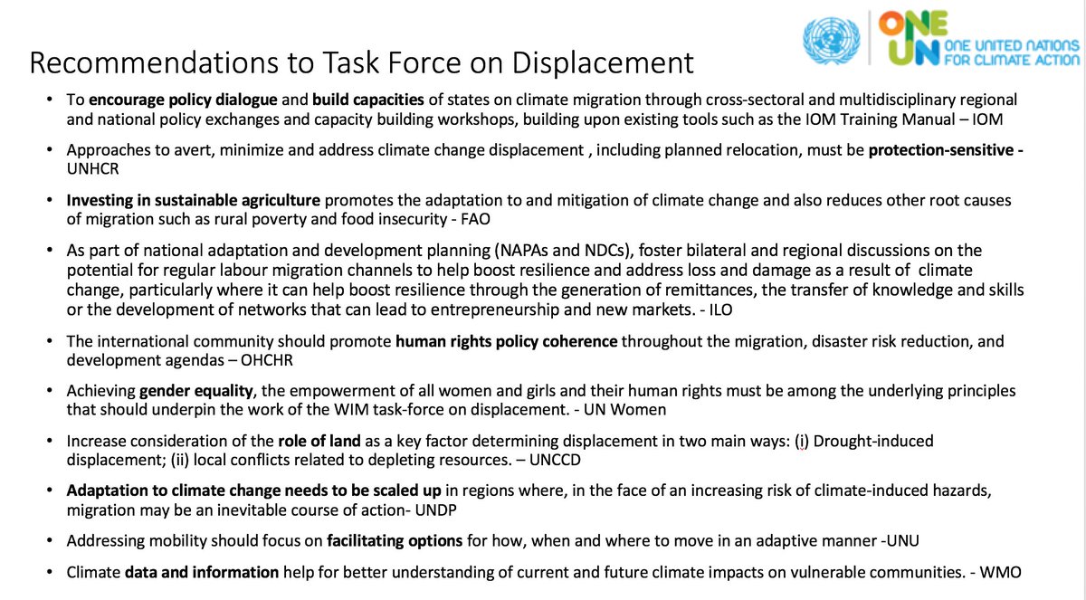 EricaRBower's tweet photo. #ClimateChange related displacement is a truly cross cutting issue, affecting the mandates of many organizations. What are their key messages to WIM Task Force on Displacement? https://t.co/ZspnaFr6s4