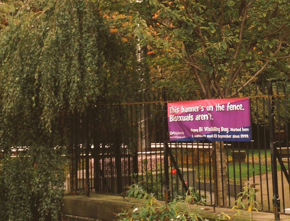 BiPhoria's tweet photo. Our (awesome, if we do say so ourselves) #bisexual banner on #Manchester's Canal Street has been taken down as it's a bit of a "topical in September" thing.
Shall we do it again next year? https://t.co/wDhdTEnw1b