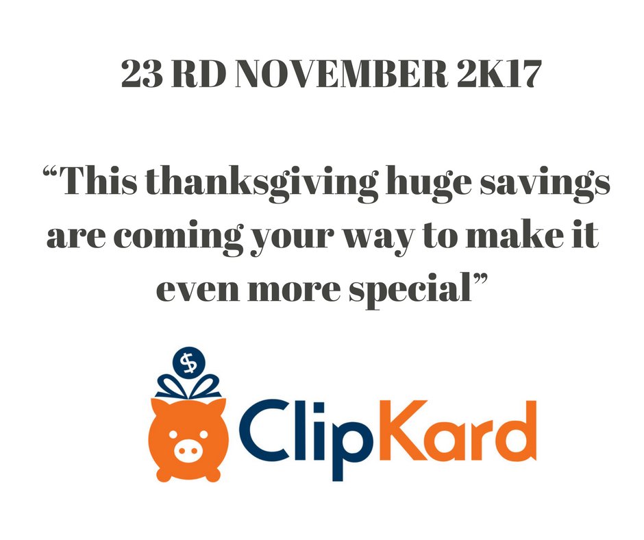 ClipKard's tweet photo. This Thanksgiving huge savings are coming your way to make it even more special.https://t.co/qHpLdVFKEY  #gifitingseason #savings #Thanksgiving https://t.co/AaEJAFNaPX