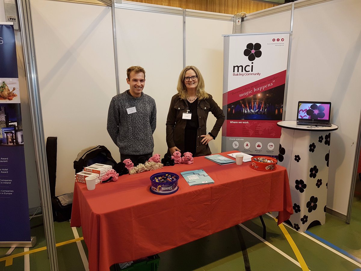 MCIIreland's tweet photo. Our HR Manager Sigrid @MCI_Siggi along with @GaryJGaughan &amp; @butcherjp at the @DkIT_ie  annual #CareersFair happening now! Do stop by if your interested in a career within the events industry!
#mcidublin #eventprofs #gradfair https://t.co/kKFSssULS2