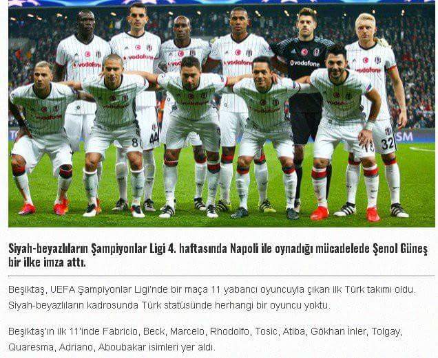 Sn.Devlet Bahçeli: "Beşiktaş 11 yabancı futbolcuyla sahaya çıksın, koyu bir Beşiktaşlı olmama rağmen kulüpten ayrılırım." 

Beşiktaş, 02 Kasım 2016'da 11 yabancı oyuncuyla sahaya çıkan ilk Türk takımı olmuştu.