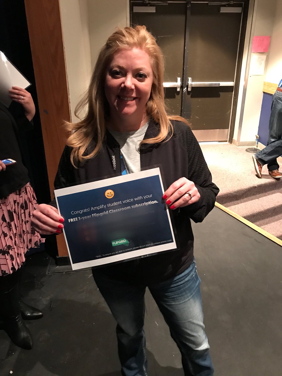 GVEdCamp17's tweet photo. Congrats to Sheilah for winning a one year @Flipgrid classroom account upgrade at #gvedcamp https://t.co/QJDtiTsCnc