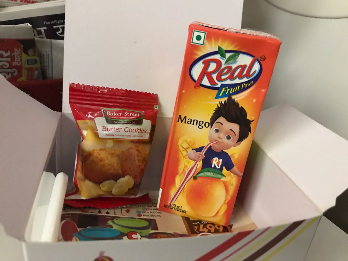 S_Diksha's tweet photo. #FindingFood #UnboxingExcitement like how! The snack that costed us 2h of waiting in-flight n 14000 bucks! @airindiain not done. https://t.co/nI3nJgKPUS