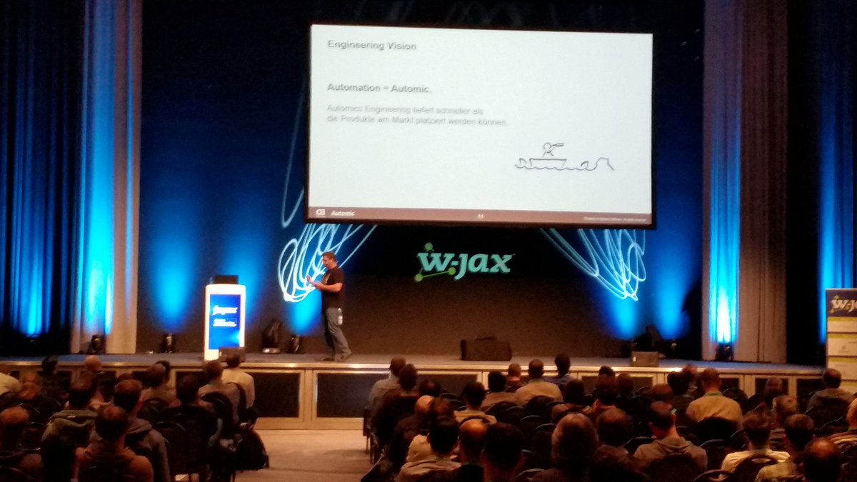 jaxcon's tweet photo. In vielen Unternehmen ist man der Meinung, agil zu entwickeln und Methoden wie DevOps und Scrum zu leben. Zur vollständigen Umsetzung der genannten Methoden mangelt es aber oft noch an einigen Kleinigkeiten. Falko Dautel zeigt wie @automic dies gelöst hat #jaxcon #WJAX17 https://t.co/lko7ubf46Y