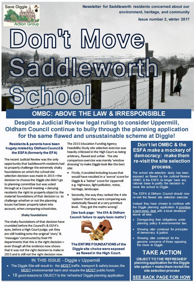 SaveDiggle's tweet image. Please read the Save #Diggle Action Group Winter 2017 Newsletter, which provides vital factual information, together with details of how to object to the planning applications: