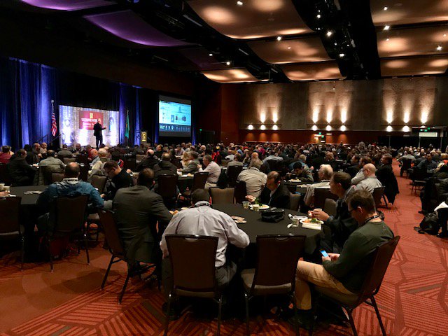 SecureWorld's tweet photo. A packed lunch keynote in Seattle for James Christiansen @Optiv as he shares crucial lessons in third party security. #SWSEA17 https://t.co/XfubEvh3Yd
