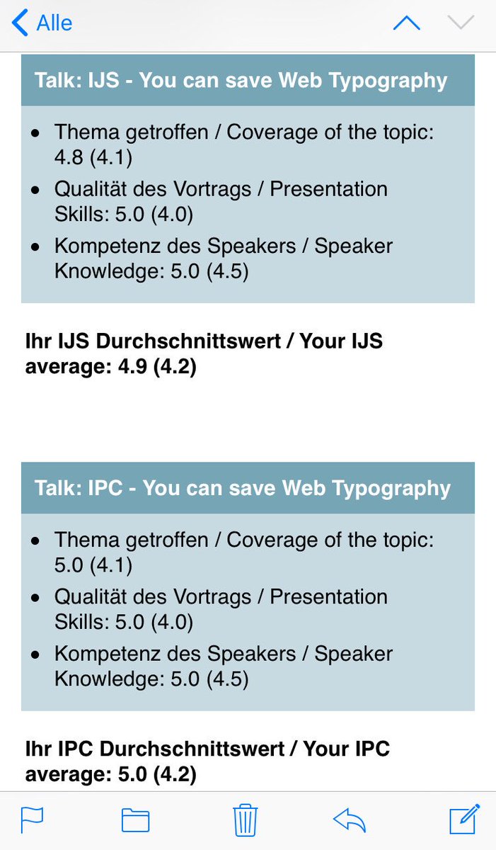 glyphe's tweet photo. Got my talk evaluation from #ipc17 #ijs17. Funny if you know that it was the same event. Obviously I did a looot better at @phpconference 😂 https://t.co/O7IYdgPBHI
