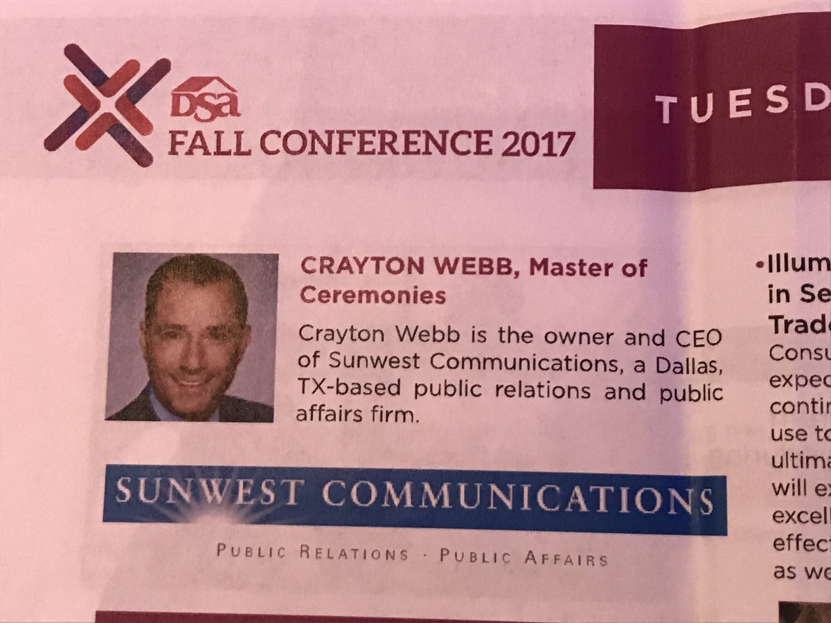 craytonwebb's tweet photo. Happy National Entrepreneurship Month! Proud to be one @sunwestpr Celebrating with @DSAssn. Thank you DSA! #DSAFC17 https://t.co/h7hvEsXq1n