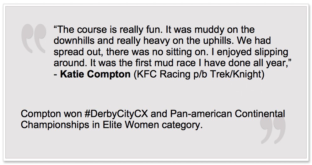 #ProCX  💯  “The course is really fun... " - <a href="/KatieFnCompton/">Katie Compton</a> on new #DerbyCityCX course.