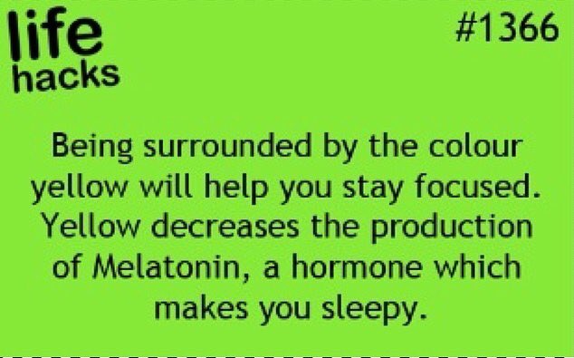 Hack_yourlife's tweet photo. Good to know! 😉🤗. #yellow #stayfocus #colour #hackyourlife #lifehacks #tips #sleeply https://t.co/IaGZtEkfeb