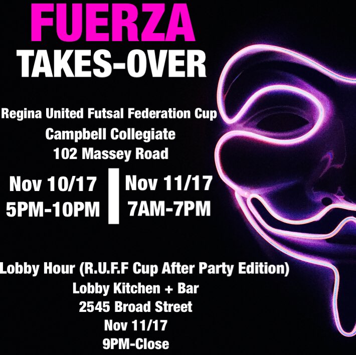 llIlllIllIlIl1's tweet photo. ATTN: Soccer enthusiasts and night goers!
Join us this weekend for @FutsalRegina Cup 🏆⚽️ at Campbell Collegiate, Friday and Saturday!
Then #MeetAtTheLobby for #LobbyHour for the #RUFFCup After Party Saturday night!
@thelobbykb @WCPCup @POB_SG @SaskSoccerAssoc https://t.co/129PLOqHUa