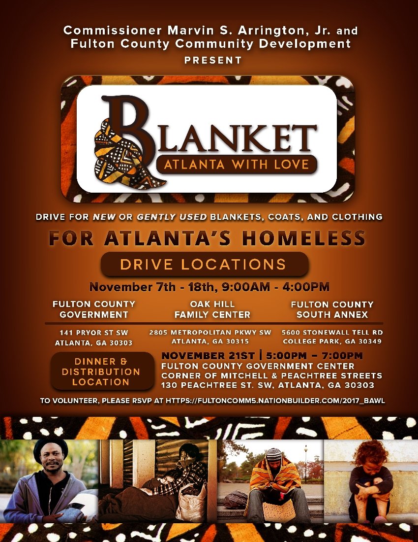 FultonComm5's tweet photo. Gather your clothes, blankets, and shoes and drop off at one of our three locations. #BlanketAtlantaWithLove #2017BAW @FultonInfo https://t.co/Bf6UilVOYo