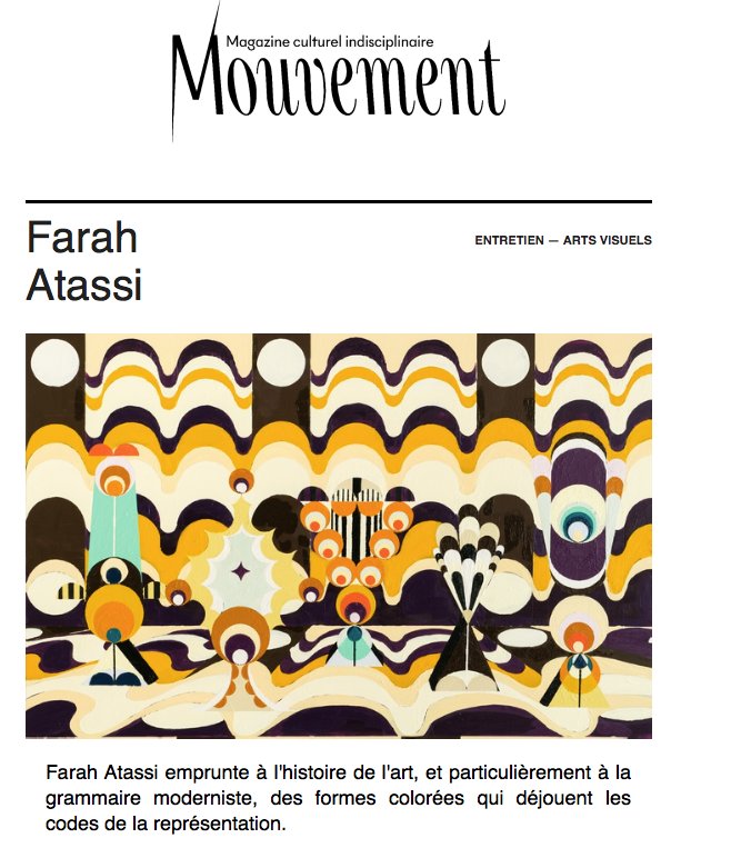 GDgaleriemulti's tweet photo. Entretien de Farah Atassi dans @Mouvementrevue 
#FarahAtassi @GDMgalerie avec son oeuvre "Atelier" 2016 #Collection100% 
#GDM https://t.co/lbX2gmdtAW