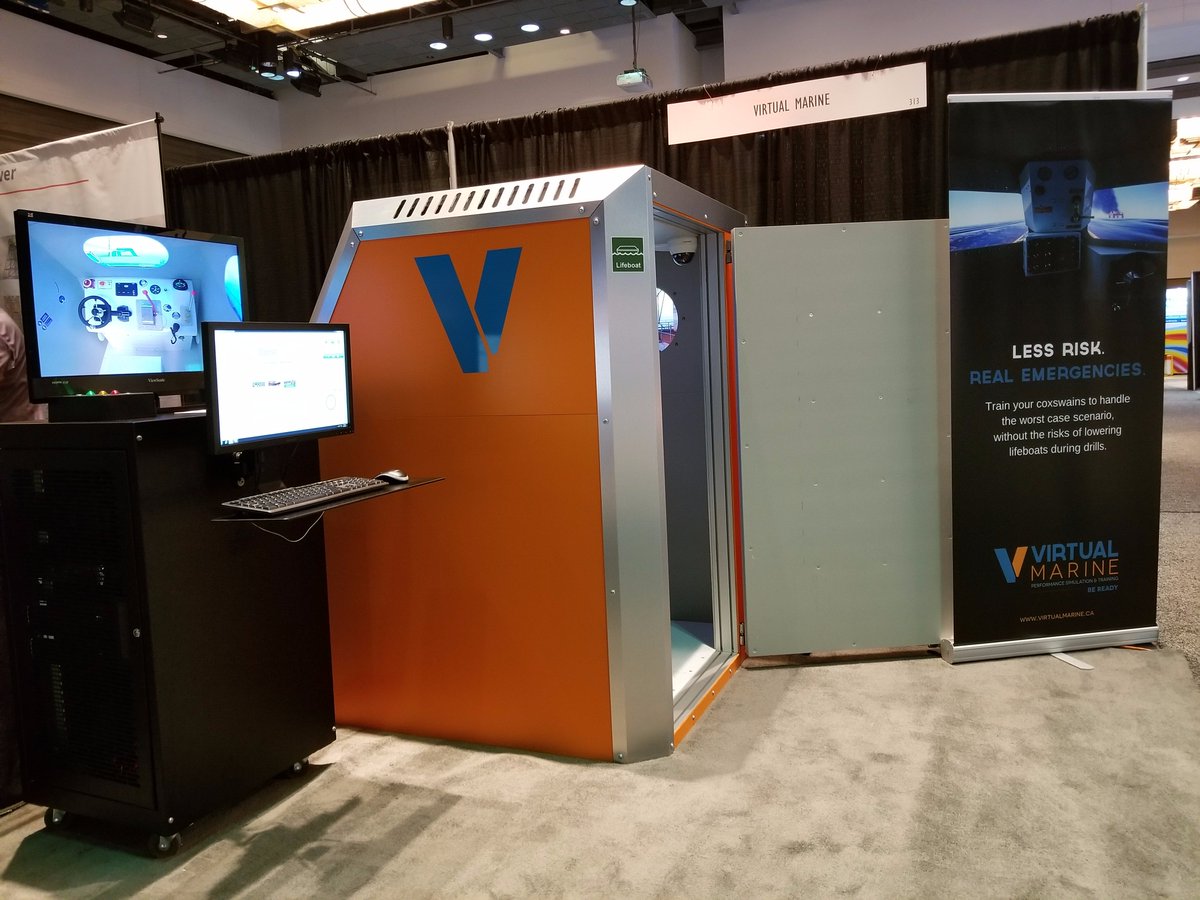 virtual_marine's tweet image. Got some spare time at lunch? Drop by the Virtual Marine booth to try an emergency evacuation scenario in our lifeboat simulator demo system! #DEEPOPS