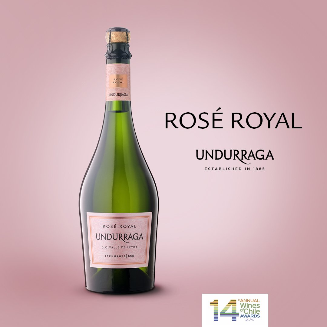 ¡Seguimos celebrando! Nuestro espumante Rosé Royal, elaborado bajo el método Charmat con uvas 100% Pinot Noir provenientes de nuestros viñedos del Valle de Leyda, fue elegido el mejor espumante de Chile en la 14 versión de Annual Wines Of Chile Awards, ¿Qué esperas para probarlo?